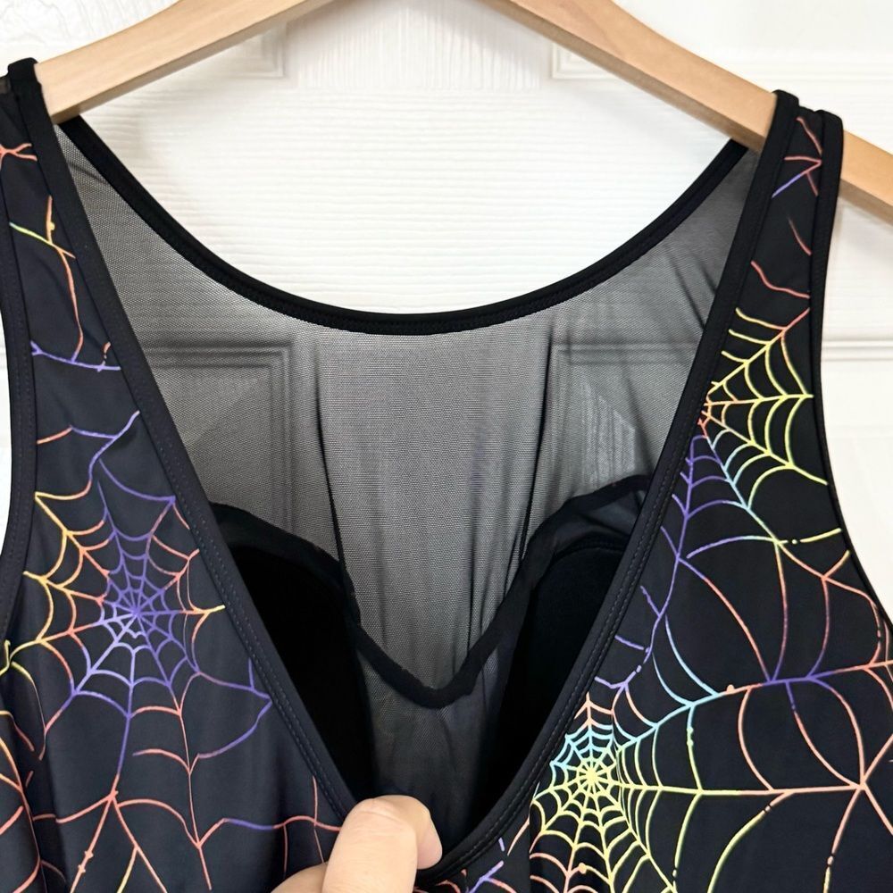 Torrid Rainbow Web Print Mesh High Neck One Piece Swimsuit Size 3X - Picture 8 of 11